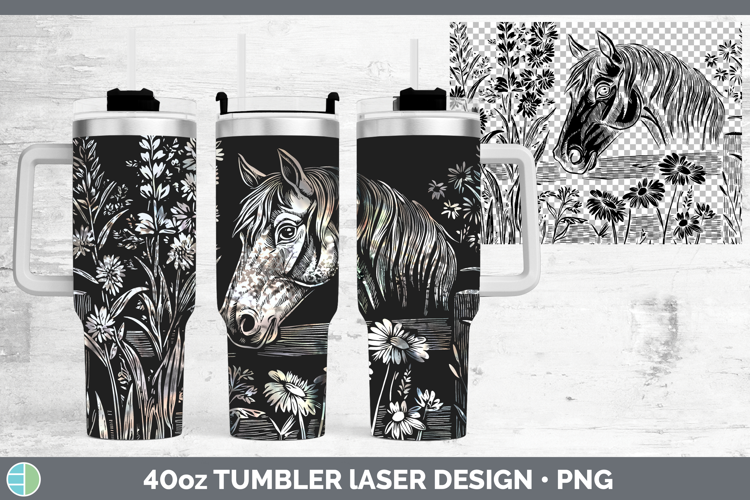 Horse Animals Cottage Laser 40oz Tumbler Sublimation Design