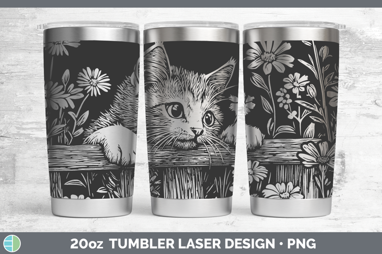 Kitten Animals Cottage Laser 20oz Tumbler Sublimation Design