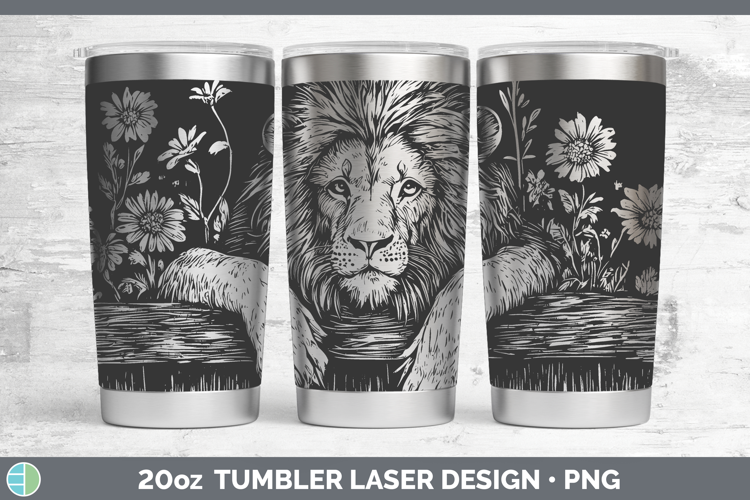 Lion Animals Cottage Laser 20oz Tumbler Sublimation Design
