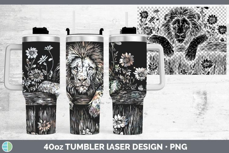 Lion Animals Cottage Laser 40oz Tumbler Sublimation Design