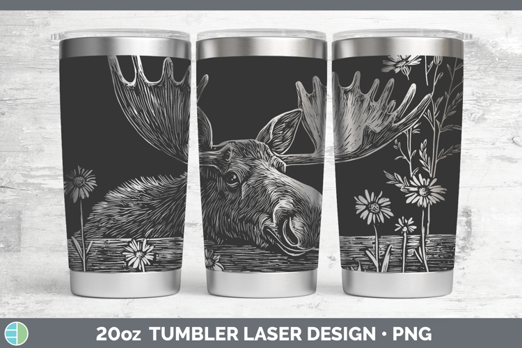 Moose Animals Cottage Laser 20oz Tumbler Sublimation Design