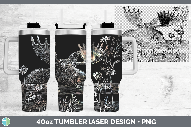 Moose Animals Cottage Laser 40oz Tumbler Sublimation Design