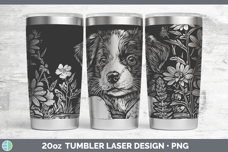 Puppy Animals Cottage Laser 20oz Tumbler Sublimation Design