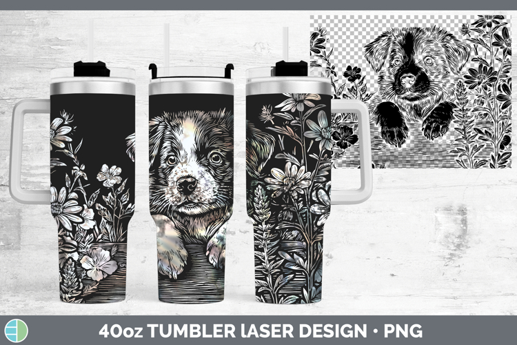 Puppy Animals Cottage Laser 40oz Tumbler Sublimation Design