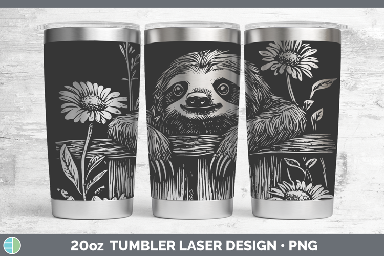 Sloth Animals Cottage Laser 20oz Tumbler Sublimation Design