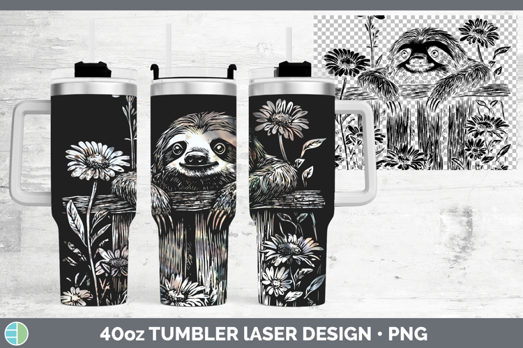 Sloth Animals Cottage Laser 40oz Tumbler Sublimation Design