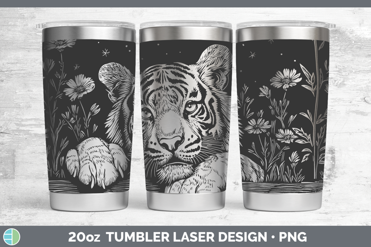 Tiger Animals Cottage Laser 20oz Tumbler Sublimation Design