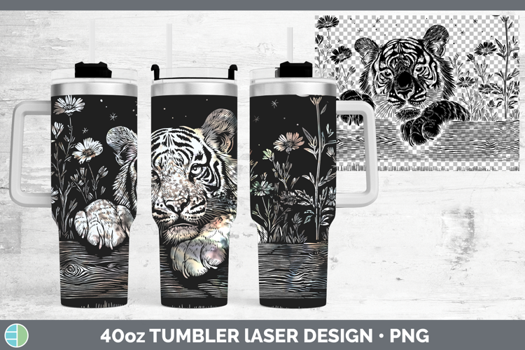 Tiger Animals Cottage Laser 40oz Tumbler Sublimation Design