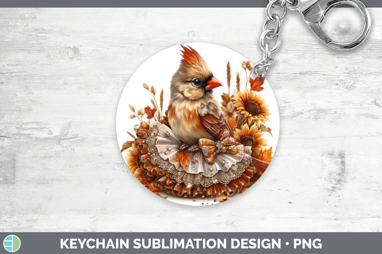 Cardinal Animals Cute Thanksgiving Keychain Sublimation Desi