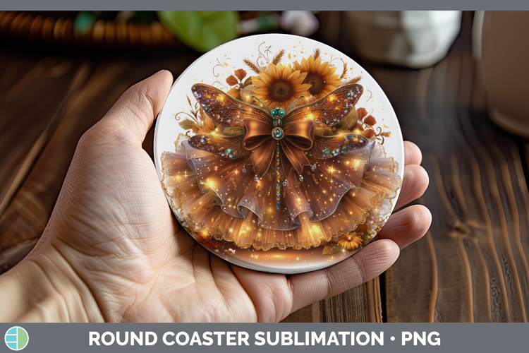 Dragonfly Animals Cute Thanksgiving Round Coaster Sublimatio