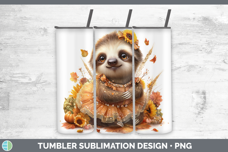 Sloth Animals Cute Thanksgiving Tumbler Sublimation Design