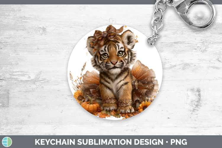 Tiger Animals Cute Thanksgiving Keychain Sublimation Design