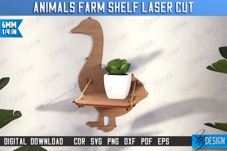 Goose Shaped Wall Shelf Laser Cut|Rack Template|Farm Animals