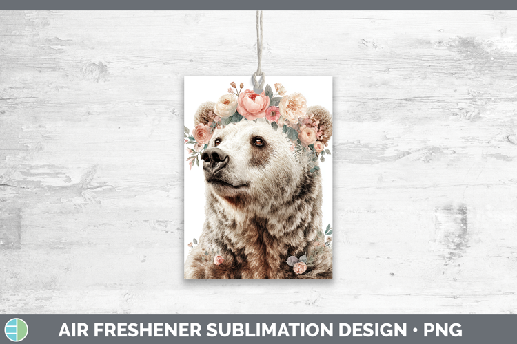 Bear Animals Floral Crown Air Freshener Sublimation Design