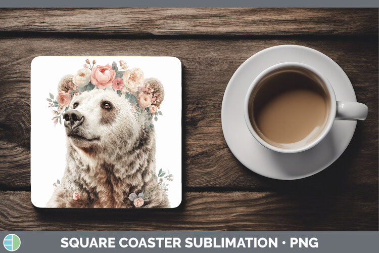 GorgeousAnimals Floral Crown Square Coaster design.