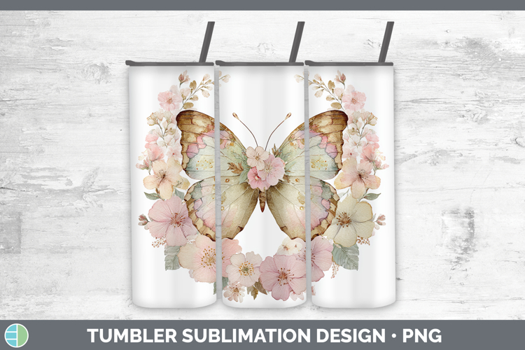 Butterfly Animals Floral Crown Tumbler Sublimation Design