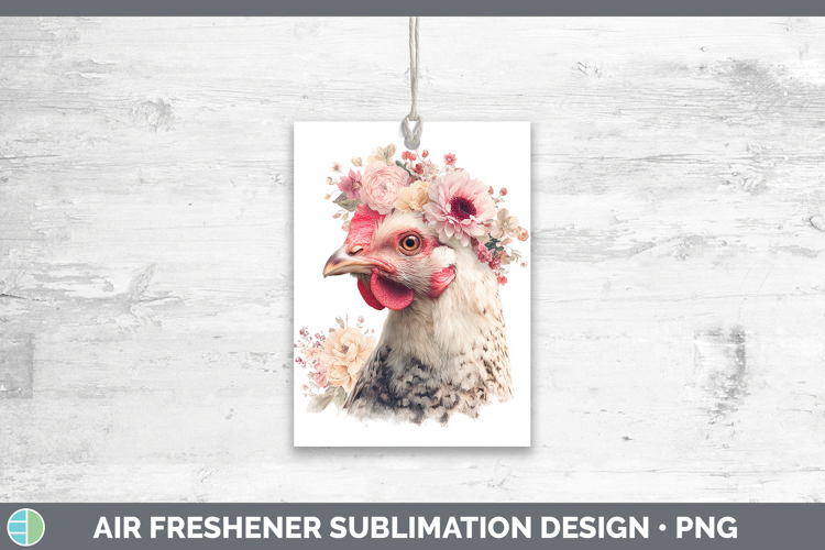 Chicken Animals Floral Crown Air Freshener Sublimation Desig