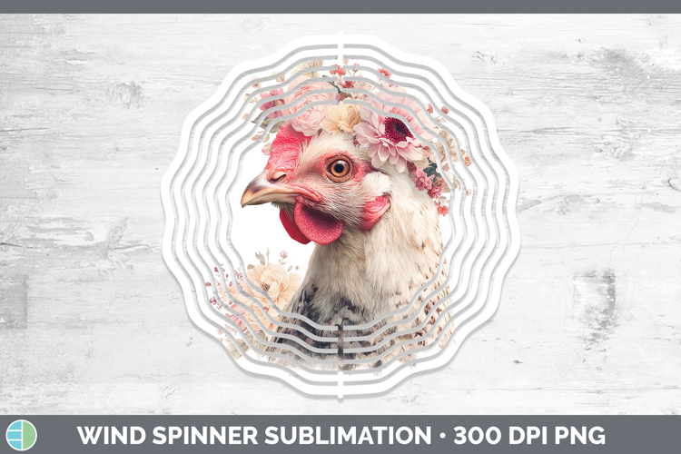 Chicken Animals Floral Crown Wind Spinner Sublimation Design