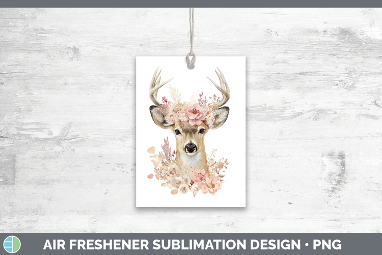 Deer Animals Floral Crown Air Freshener Sublimation Design