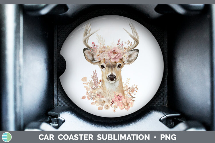 GorgeousAnimals Floral Crown Car Coaster design.