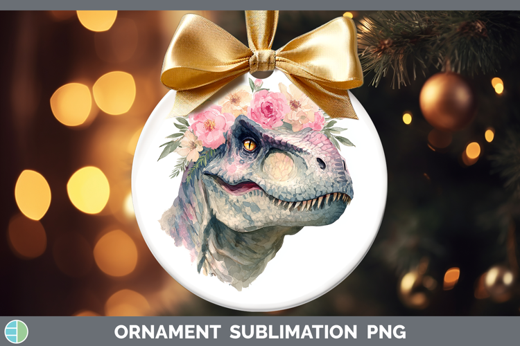 Dinosaur Animals Floral Crown Ornament Sublimation Design