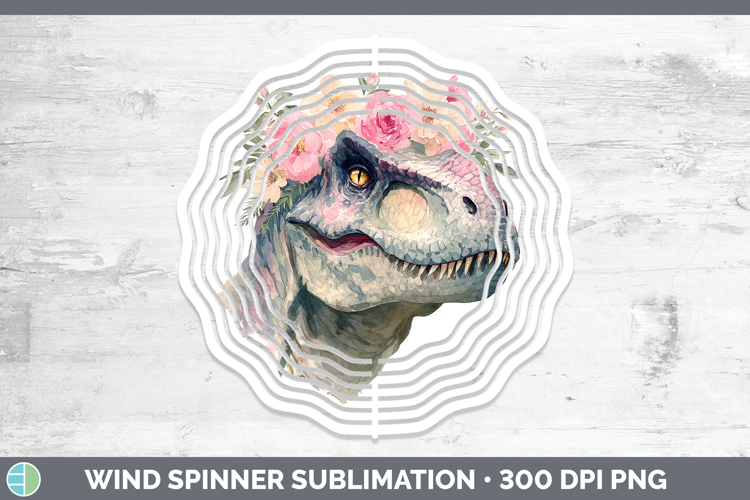 Dinosaur Animals Floral Crown Wind Spinner Sublimation Desig