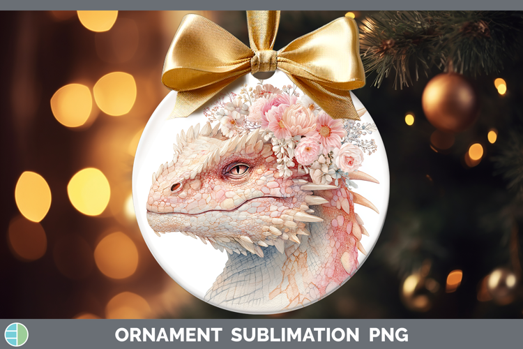 Dragon Animals Floral Crown Ornament Sublimation Design