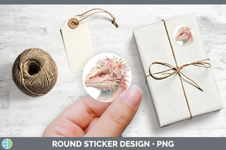 Dragon Animals Floral Crown Stickers Design