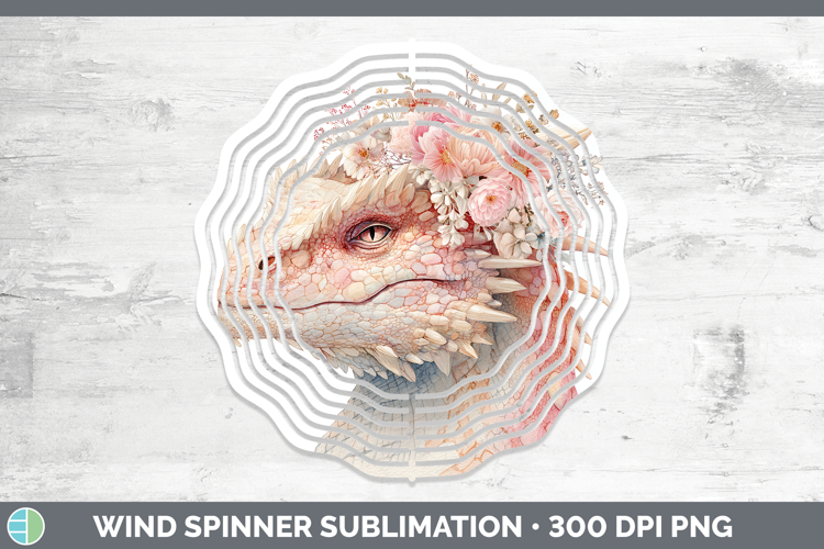 Dragon Animals Floral Crown Wind Spinner Sublimation Design