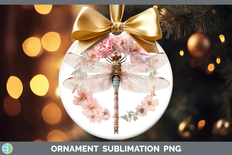 Dragonfly Animals Floral Crown Ornament Sublimation Design