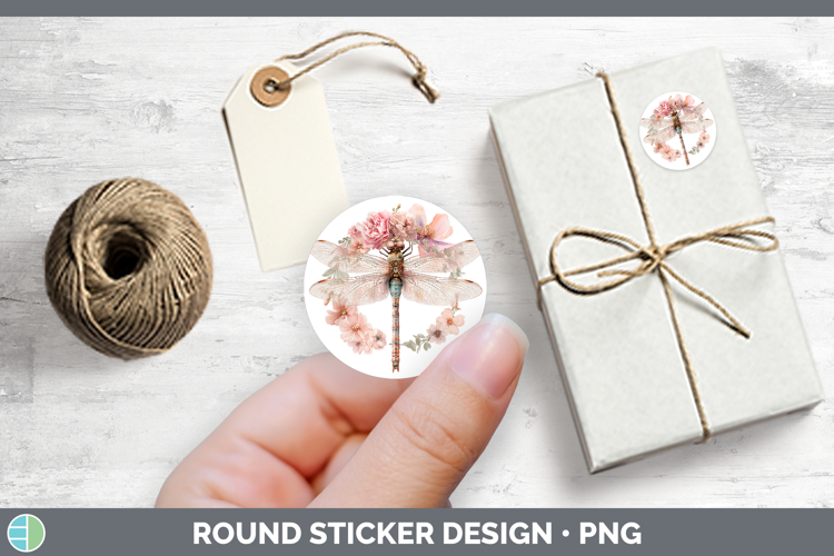 Dragonfly Animals Floral Crown Stickers Design