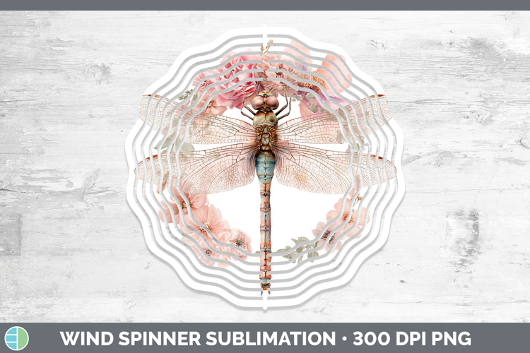 Dragonfly Animals Floral Crown Wind Spinner Sublimation Desi