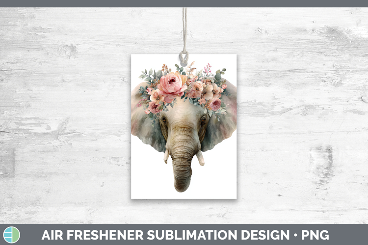 Elephant Animals Floral Crown Air Freshener Sublimation Desi