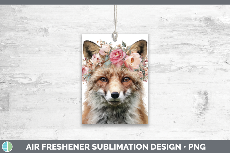 Fox Animals Floral Crown Air Freshener Sublimation Design