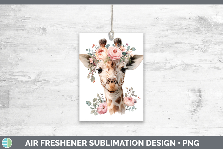 Giraffe Animals Floral Crown Air Freshener Sublimation Desig