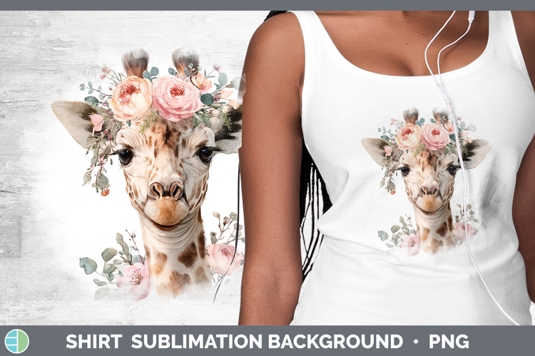 Giraffe Animals Floral Crown Shirt Sublimation Design