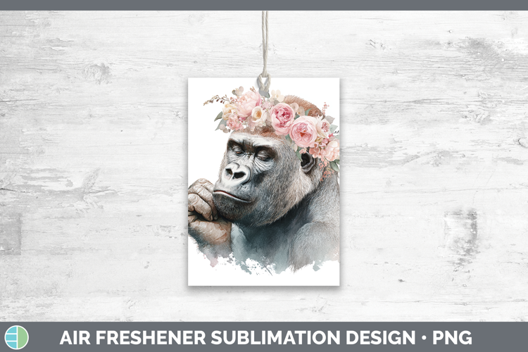 Gorilla Animals Floral Crown Air Freshener Sublimation Desig