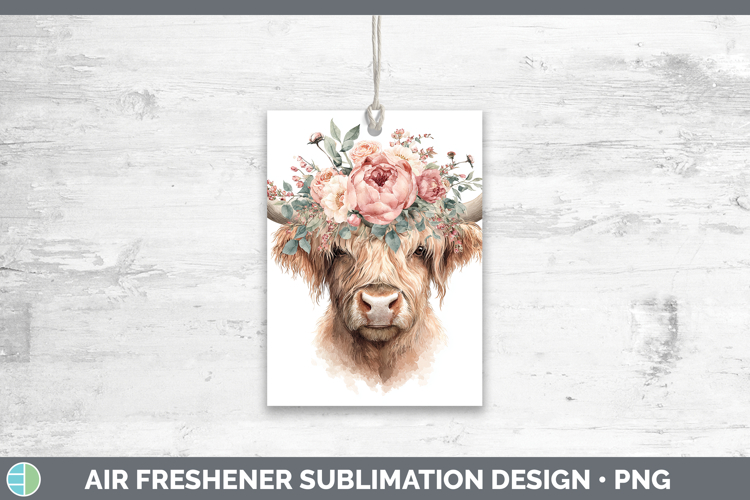 Highland Cow Animals Floral Crown Air Freshener Sublimation