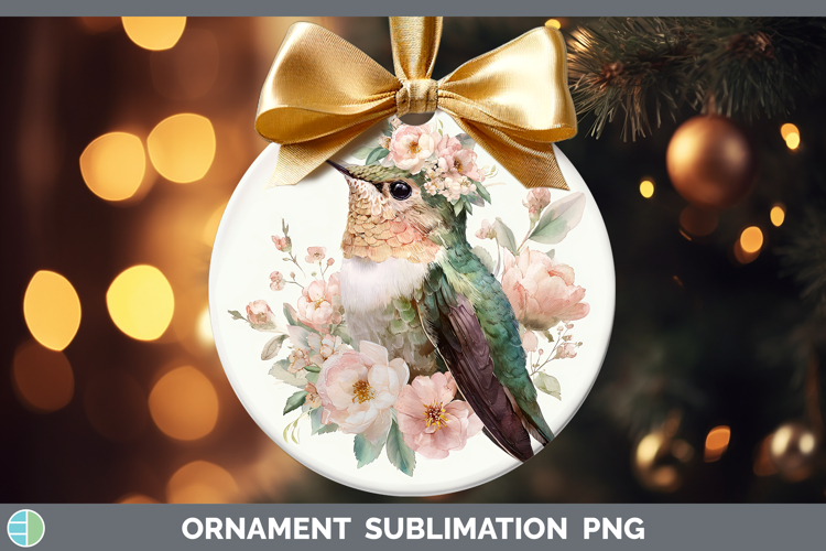 Hummingbird Animals Floral Crown Ornament Sublimation Design