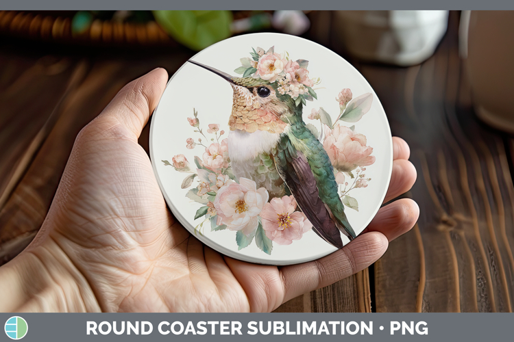 Hummingbird Animals Floral Crown Round Coaster Sublimation D