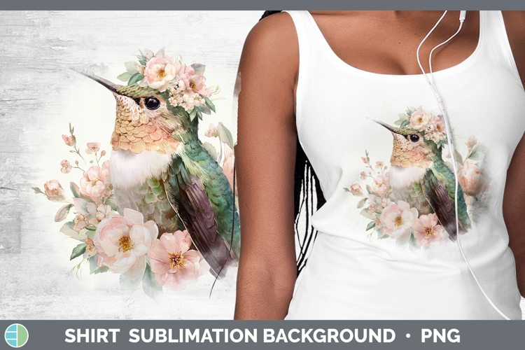 Hummingbird Animals Floral Crown Shirt Sublimation Design