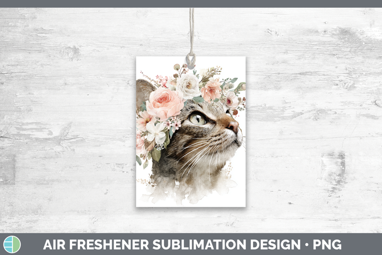 Kitten Animals Floral Crown Air Freshener Sublimation Design