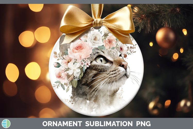 Kitten Animals Floral Crown Ornament Sublimation Design