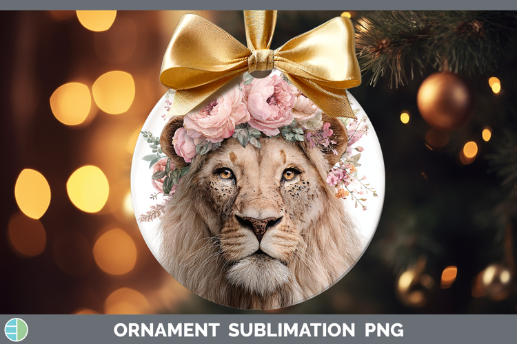 Lion Animals Floral Crown Ornament Sublimation Design