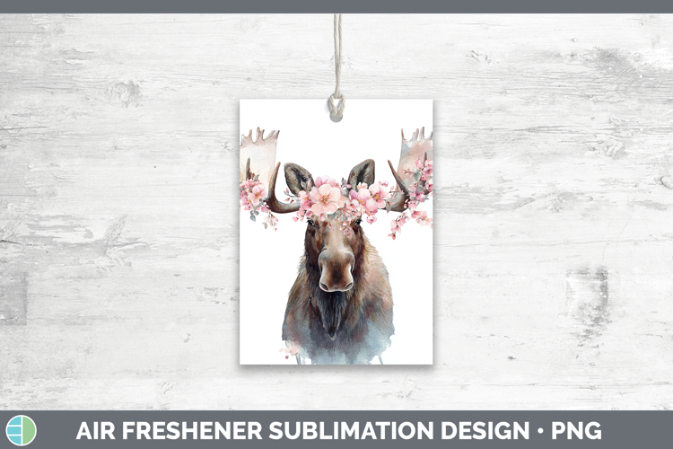 Moose Animals Floral Crown Air Freshener Sublimation Design