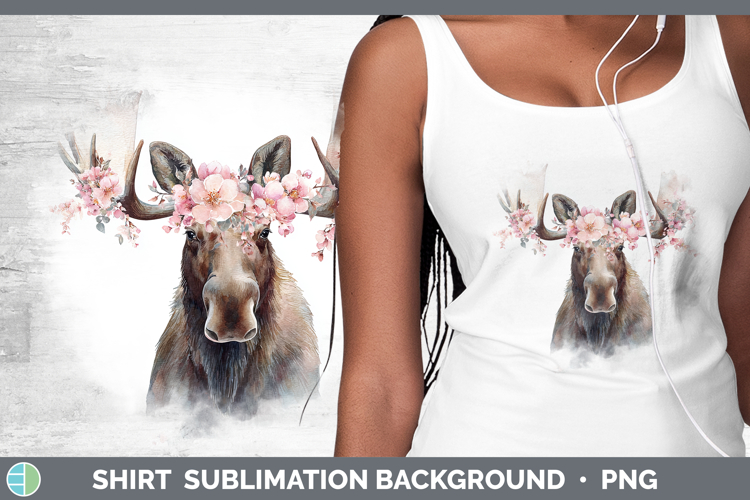 Moose Animals Floral Crown Shirt Sublimation Design