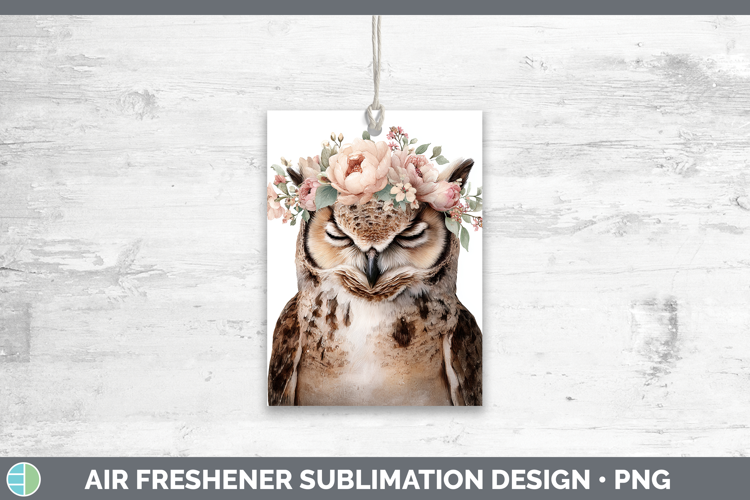 Owl Animals Floral Crown Air Freshener Sublimation Design