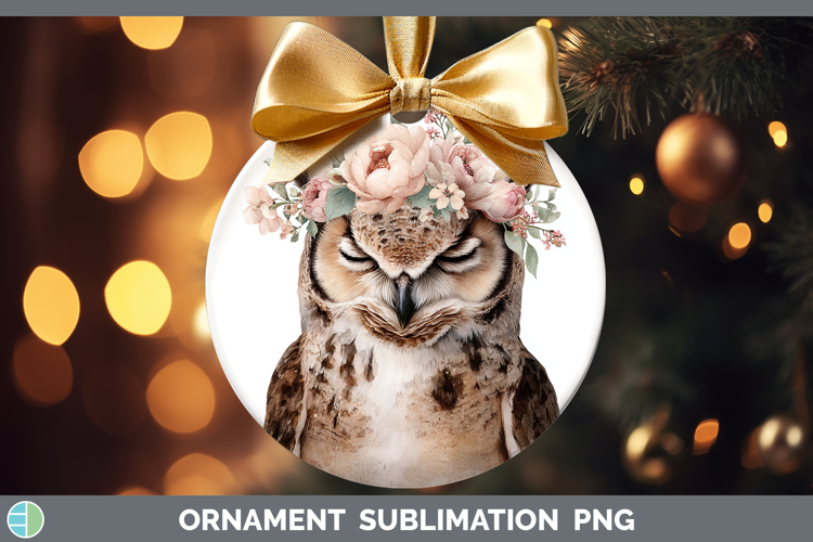 Owl Animals Floral Crown Ornament Sublimation Design