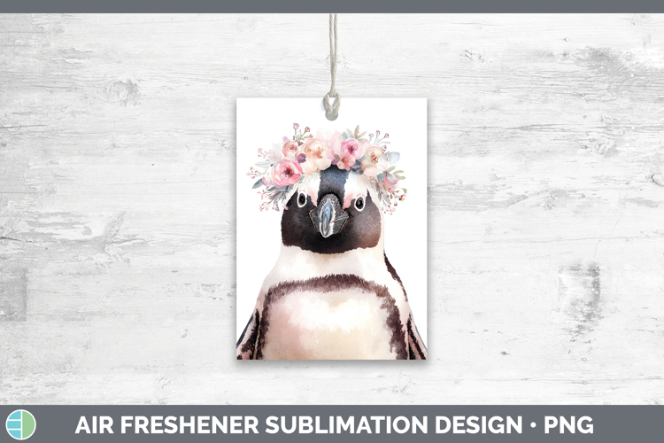 Penguin Animals Floral Crown Air Freshener Sublimation Desig