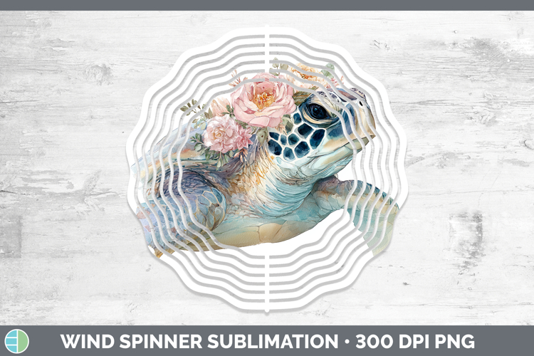 Sea Turtle Animals Floral Crown Wind Spinner Sublimation Des